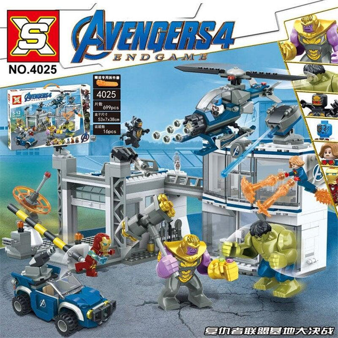 Sx4025 Revenge Headquarters Boy SY1334 Hulk Iron-Man Figure Weapon Children Educational Building Blocks Kid Toy for Lepinblocks - 7aleon